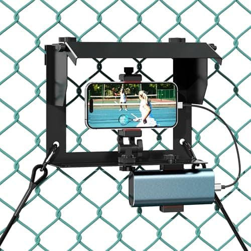 Phone Fence Mount with Shade and Power Bank Holder, Mounting Kit Compatible with iPhone, GoPro, Mevo, Action Cameras, Streaming Kit for Recording Baseball, Football, Softball, Rugby, Tennis Games