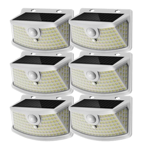 Aootek New Solar Motion Sensor Lights 120 LEDs with Lights Reflector,270° Wide Angle, IP65 Waterproof, Step Lights for Front Door, Yard, Garage, Deck (White, Daylight White, 6-Pack) - Image 1