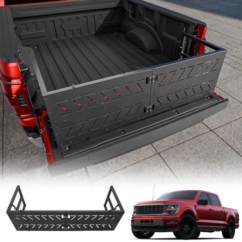 Maxzina Truck Bed Extender Compatible with 2015-2026 Ford F150 2022-2025 F150 Lightning Flip-Over Pickup Bed Divider Aluminum Alloy Rotatable Tailgate Extension for 2025 F150 Accessories