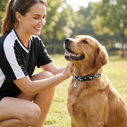 World Cup Dog Collar, Soccer Print Dog Collars for Puppy Small Medium Large Dogs with Bell for Female/Male Girl/Boy Dogs (Black, M for Medium Dog Collar) - Thumbnail 4