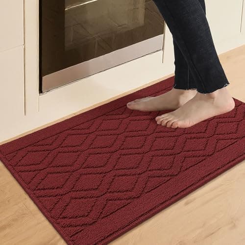 COSY HOMEER-Kitchen-Rugs-and-Mats 20"x30" Non Slip Kitchen Mats for Floor Absorbent Kitchen Rug Washable Kitchen Standing Floor Mat for Sink Mat,Throw Rug,Entry,Laundry,Red - Image 1
