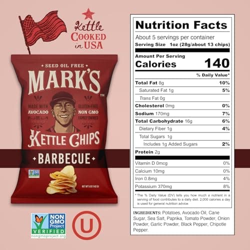 MARK’S Kettle Cooked Avocado Oil Potato Chips, BBQ – Gluten Free and Seed Oil Free | Barbecue, 5 oz (Pack of 3) | Non-GMO, Chips for Clean & Healthy Snacking - Thumbnail 3