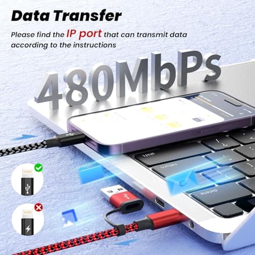 Travel Essentials 4in2 Multi Charging Cable for iPhone Watch Charger,USB A/C to Dual IP/Type C/iWatch Charger,Travel Chargers for Multiple Device Compatible with iWatch Series&iPhone 17-12/Android 5FT - Thumbnail 4