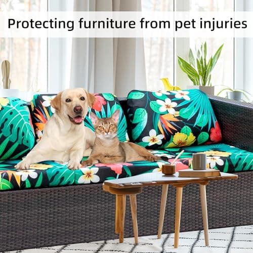 8Pcs Stretch Patio Cushion Covers,Outdoor Couch Covers Replacement,Outdoor Couch & Sofa Slipcovers,for Patio Furniture Cushion Covers,Washable Reusable Furniture Protector (Floral Leaf,Cover Only) - Thumbnail 6