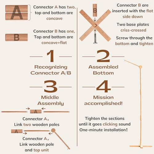 Lanttoe Crib Mobile Arm Wooden Floorstanding - 61 Inches Mobile Arm for Crib|Movable Baby Mobile Hanger|Strong Anti-Dumping Attachment|100% Natural EU Beech Wood|Thicker Wooden Pole|Boho Nursery Decor - Thumbnail 5