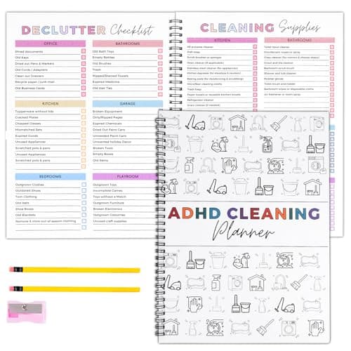 ADHD Cleaning Planner for Adults – Undated Daily, Weekly & Monthly Cleaning Schedule & Checklist – Household Chores Organizer Notebook for Home Management, Routine Tracking & Family Cleaning Tasks