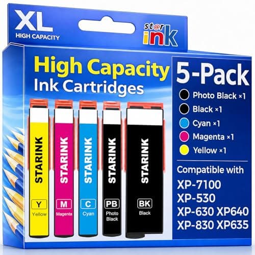 Starink Remanufactured Ink Replacement for Epson 410 410XL T410XL Ink Cartridges 5 Pack Compatible with Epson Expression XP-7100 XP-830 XP-640 XP-630 XP-530 XP-635 Printer High Yield & Latest Chip