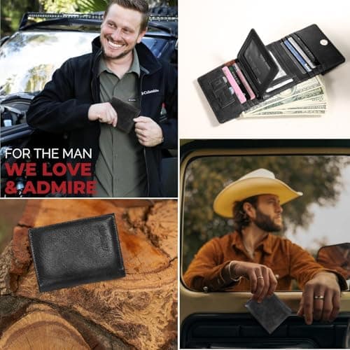 HiChiclife Men's Trifold Wallet, Classic RFID Blocking Leather Design - Durable Front Pocket Wallet with ID Window & Multiple Card Slots, Gift Box Included - Thumbnail 6