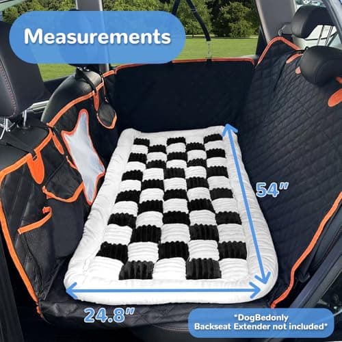 Backseat Pet Bed Mat, Fit for Backseat Extenders,Plaid Dog Bed for Car Back Seat,Non-Slip Travel Pet Pad for Car, SUV, Truck, Couch Cover, Washable Backseat Cushion(Black and White,24.8" x 54") - Thumbnail 2