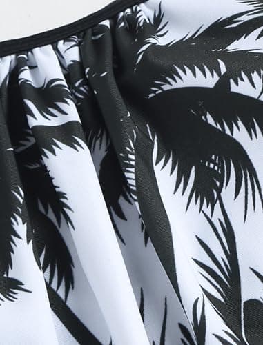 ZAFUL Two Piece Tankini Swimsuit for Women High Waisted Tummy Control Bathing Suit Double Up Tankini Set Palm Tree M - Thumbnail 2