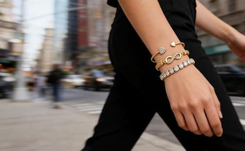 Alegend 14K Gold 3PCS Stackable Crystal Bracelet Set - Heart & Infinity Symbol Bangles, Chic Women's Jewelry - Thumbnail 5