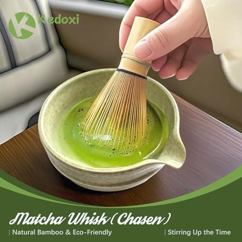 Kedoxi Matcha Kit, Matcha Whisk Set 5 PCS with Bamboo Whisk (Chasen), Bowl, Scoop (Chashaku), Stainless Steel Sifter & Holder - Ceremonial Grade Japanese Tea Set - Thumbnail 5