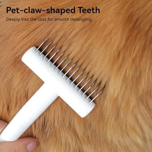 aumuca Undercoat Rake for Dogs & Cats – Deshedder & Grooming Brush – Dog Brush & Cat Brush for Long or Short Hair – Dematting Comb for Matted Fur, Kitten, Puppy, Rabbit, Horse - Thumbnail 4