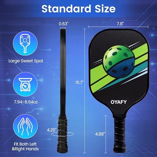 Pickleball Paddles Set of 2, Fiberglass Pickleball Set with Pickleball Rackets 2 Pack, 4 Indoor Outdoor Balls and Carry Bag, Pickle Ball Set for Beginners, Families, Men Women & Intermediate Players - Thumbnail 4