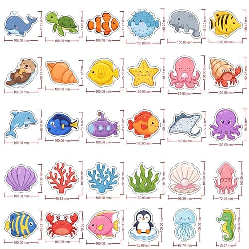 Anki HappiGo Non Slip Bathtub Stickers, 30PCS Sea Creature Anti Slip Bath Tub Treads, Adhesive Waterproof Decals for Toddler Bath & Shower Safety with Scraper - Thumbnail 5