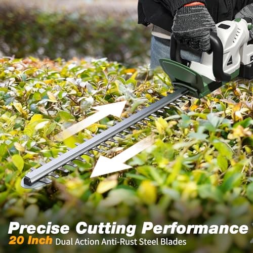 20'' Hedge Trimmer Cordless, 2 x 4.0Ah Electric Brushless Handheld Bush Clipper with Battery and Fast Charger, Power Digital Display Grass Shrub Trimmer Rotatable Head, Lightweight & 2/3" Blade Gap - Thumbnail 2