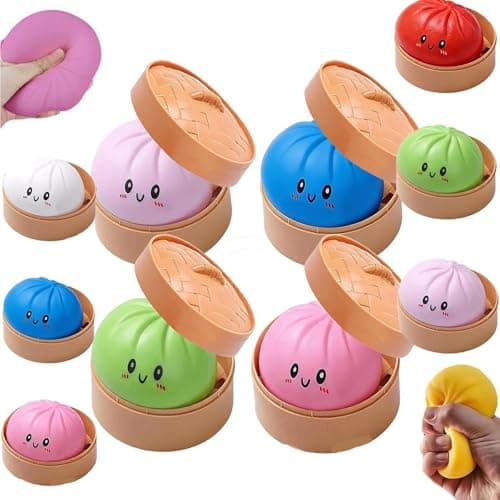 Mystery Dumpling Squishy, 4 Inch Jumbo Dumpling Stress Ball, Squishy Bun, Anxiety Relief Fidget, Soft Squeeze Decompression Dough for Adults Classroom Prizes & Party Favors