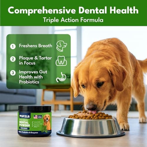 Pupzle Dog Teeth Cleaning Powder for Fresh Breath, Dog Dental Powder, Tartar & Plaque Focused, Natural Breath Freshener, Pet Dental Supplement with Probiotics for Gut Health, Mint, 60 Days Supply - Thumbnail 3