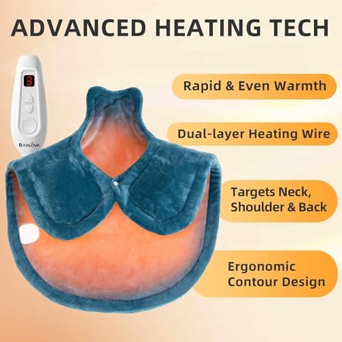 RAINOVA Heating Pad for Back,Neck and Shoulders, Electric Pad with 6 Heat Settings, Birthday Christmas Gifts for Women Men Mom Dad Elderly, Overheating Protection & ETL/UL Certified, Machine Washable - Thumbnail 3