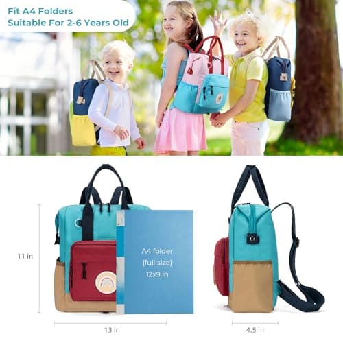CLUCI Toddler Backpack Kids Backpacks For Boys Preschool Kindergarten Elementary Daycare Backpack For School & Travel Bookbag with 4 Detachable Cute Patches - Thumbnail 2