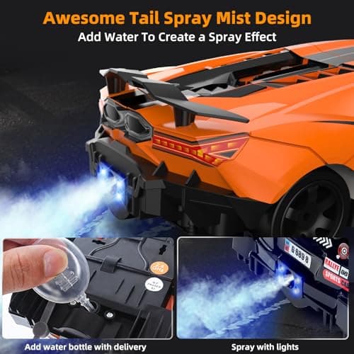 Sakeye RC Drift Car, Drifting RC Car 2.4GHz 1:16 Remote Control Cars 4WD High Speed Racing Vehicle with LED Lights Two Batteries and Drifting Tires Sport Toy Cars for Adults Boys Girls Kids Orange - Thumbnail 3
