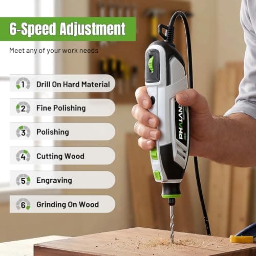 200W Rotary Tool Kit, 10000-38000 RPM 6 Speed Multi-Tool with Flex Shaft & 132pcs Accessories Kit, Power Rotary Tools for DIY Crafts, Engraving, Sanding, Polishing & Drilling - Thumbnail 4