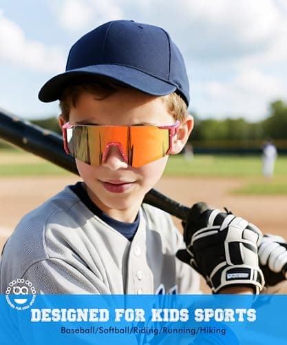 QALLY 3 Pack Kids Sunglasses Youth Baseball Sunglasses for Boys Girls Age 4-14, Cycling Softball Running UV400 Protection Sports - Thumbnail 2