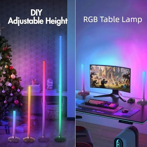 PTVGS LED RGB Corner Lamp: Smart RGB LED Corner Floor Lamp Adjustable Height with 16 Millon RGBWIC Color Changing Lights 300+ Scene,Music Sync&Timer,Ambient Lighting for Living Room,Bedroom,Game Room - Thumbnail 2