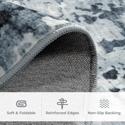 Carpelux Washable Rugs 9x12, Modern Grey Large Area Rug for Living Room, Abstract Soft Indoor Non-Slip Floor Carpet for Bedroom Kids Room Classroom Home Decor - Thumbnail 6