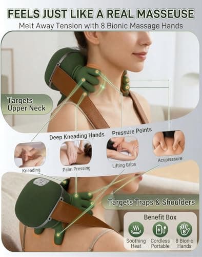 Genesandro Neck and Shoulder Massager for Pain Relief Deep Tissue, Bionic Electric Back Massage Tools, Cordless Trap Massager, Gift Choice - Thumbnail 4