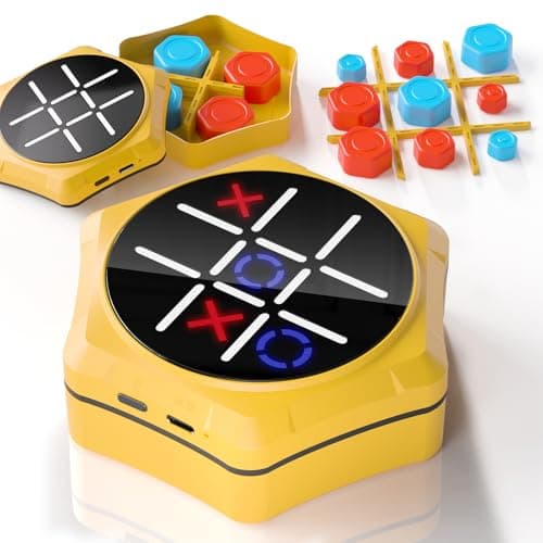 Tic Tac Toe Handheld Game Bolt : VORQXIN Digital Electronic Brain Teaser - 5 in1 Portable Mini Console Mute Function Travel Games for Car Ride,Unique Gift for Boys Girls and Adults - Image 1