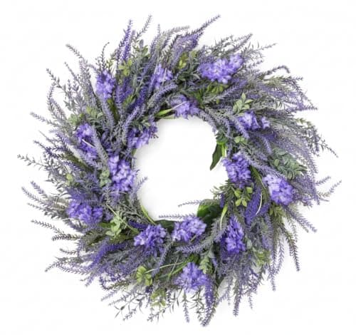 26" Spring Wreaths For Front Door- Extra Large Lavender Bellflower Wreath Handcrafted Silk Flower Wreath Ultra-Full Floral Decor for Front Door, Indoor Wall, Mantel &farmhouse decor easter decorations