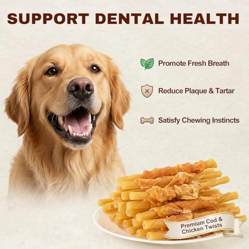 PETPHABET Chicken Wrapped Cod Sticks Dog Treats - 5 Inch Healthy Jerky Rawhide Free Dog Chews, Soft Puppy Training Snacks for Small, Medium, Large Dogs, Rich in Omega-3, High Protein & Low Fat, 14oz - Thumbnail 6