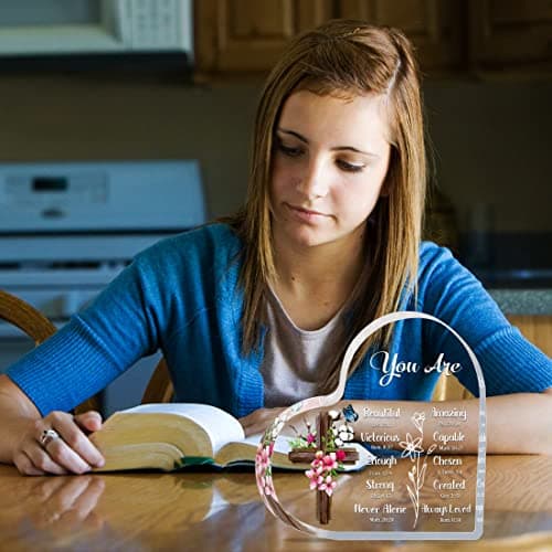 Christian Gifts For Women,Inspirational Religious Gifts With Bible Verse,Spiritual Encouragement Gifts,Gift For Women,Friend Mom,Sister Acrylic Hearts Plaques - Thumbnail 2