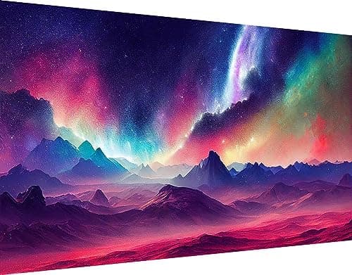 ijbnhd Large Diamond Painting Kit for Adults- Large Diamond Art Kits for Adults, Aurora Mountain Full Drill Round Gem Art for Crafts Home Wall Decor Gift 27.5 X 15.7inch - Image 1