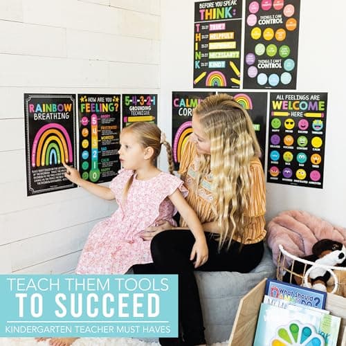 Hadley Designs 8 Calming Corner Posters for Classroom Must Haves -Calm Down Corner Supplies with Emotion Chart,School Counselor Mental Health Poster,Feelings Chart For Kids, Chalkboard Classroom Decor - Thumbnail 6