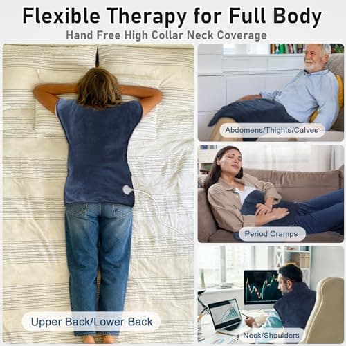 Heating Pad for Neck and Shoulders and Back,Pain Relief, Electric Heating Pad Large Size 24”X34” with 9 Heat Levels, 4 Timer Settings and Auto-Off, Birthday Gifts for Women Men Mom Dad Grandma - Thumbnail 4