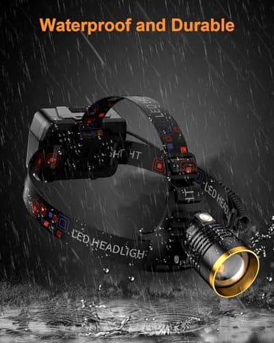 SKYFIRE Rechargeable Headlamp Motion Sensor, LED Super Bright Head lamp with 7500mAh Battery, Zoomable Adjustable Head Light for Cycling Camping Hiking - Dual Light Sources Yellow & White Light - Thumbnail 6