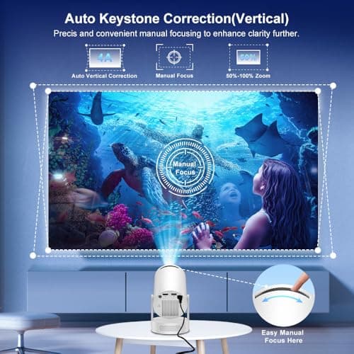 Mini Projector with Wifi and Bluetooth 5.4, Portable Proyector 4K Support, Built-in Apps, 5W Speaker, Auto Vertical Keystone Correction, Smart Projector for Home Outdoor Movies/Bedroom (2026 Upgrade) - Thumbnail 6