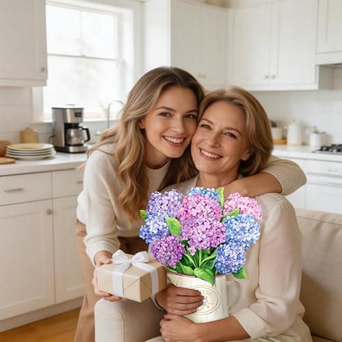 Airpark Mothers Day Gifts Card, 3D Pop Up Paper Flowers Bouquet 12’‘ with Note & Envelope, Birthday, Get Well, Teacher Appreciation Gifts, Anniversary, Thank You Gifts Cards for Women Friends, Nantucket Hydrangeas - Thumbnail 4