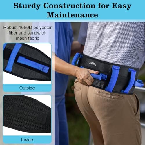 supregear Gait Belt - Anti-Slip Transfer Belt for Seniors, Nursing Safety Patient Assist with 7 Handles - Elderly, Bariatric, Handicap, Physical Therapy - PT Gate Strap Quick-Release Buckle - Thumbnail 6