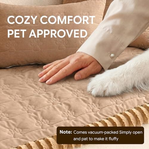 FUANGUI Couch Covers for Dogs Washable, Sofa Cover with Adjustable Straps for 2-3 Cushion Couch,Non-Slip Pet Couch Protector for Sectional & Leather Sofa, 1PC(Khaki, 27.6" x 59") - Thumbnail 3