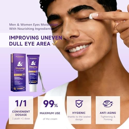 Sleeping EYES CREAM by PUQIANA - Infused with Acetyl Hexapeptide-8, Caffeine, Niacinamide & Hyaluronic Acid, Lifting, Hydrating, Wrinkle-Reducing & Soothing for Delicate Eye Area - Thumbnail 3