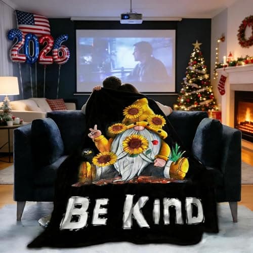 Ivarunner Spring Sunflower Gnome Throw Blanket, Gnomes Gifts for Women, Gnome Lovers, SpringSoft Lightweight Bee Flannel Blanket for Couch, Sofa, 60x50 Inches - Thumbnail 5