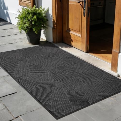 BelleCosy Heavy Duty Front Door Mat Indoor Outdoor, 4′ x 6′ Non Slip Waterproof Commercial Floor Mat for Entrance, Grid-Pattern Dirt Trapping Low Profile Entryway Rug for High Traffic Areas, Garage