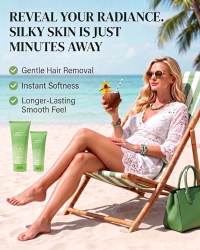 Hair Removal Cream for Women & Men, Gentle & Fast Body Hair Remover, Smooth Skin Finish, Suitable for Legs, Arms, Underarms & Bikini Area, Soothing Formula for Sensitive Skin - Thumbnail 6