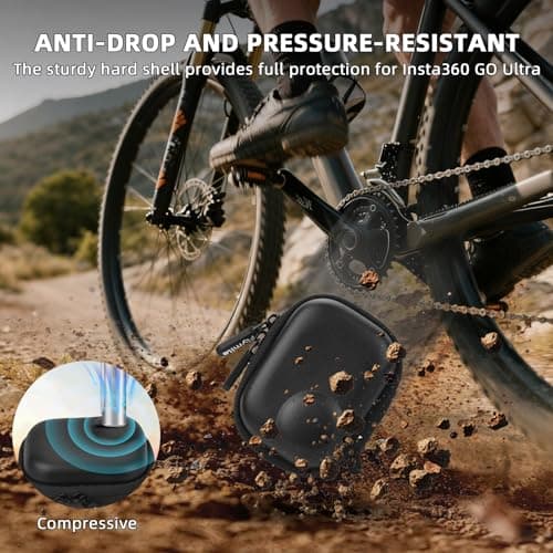 Flymile Small Carrying Case + 2 Pack Screen Protector for Insta360 GO Ultra, PU Hard Portable Travel Storage Bag With Carabiner & Wrist Strap, Tempered Glass Film Protective Lens Cover Accessories Kit - Thumbnail 6