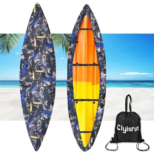 Waterproof Kayak Canoe Cover Accessories, Boat Outdoor Oxford Storage Marine Cockpit Dust Cover UV Protection Ultra Strong Sunblock Shield for Fishing Boat Kayak Canoe (10-11.5FT, Dark Camouflage)