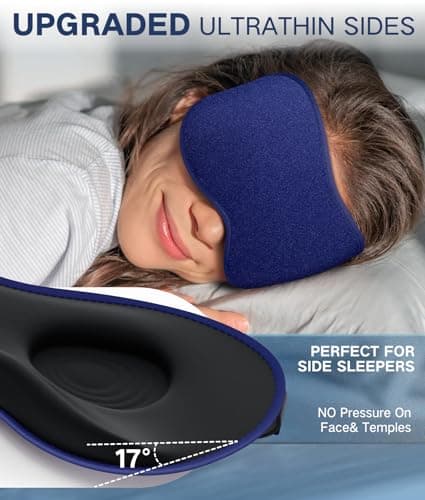 Vynix Sleep Mask for Men Women - Eye Masks for Side Sleepers, 3D Contoured Night Blindfold 100% Blockout Pressure-Free, Soft Lightweight Breathable Eye Cover Shade Sleeping for Airplane, Travel, Blue - Thumbnail 3