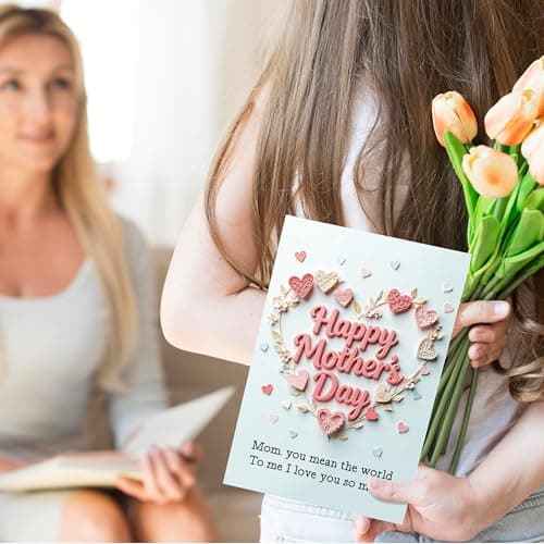 BINVASDS Happy Mother's Day Card for Mom, Heartfelt I Love You So Much Mothers Day Card Giftfor Mom from Kids, Thank You Cards for Mum - Thumbnail 6